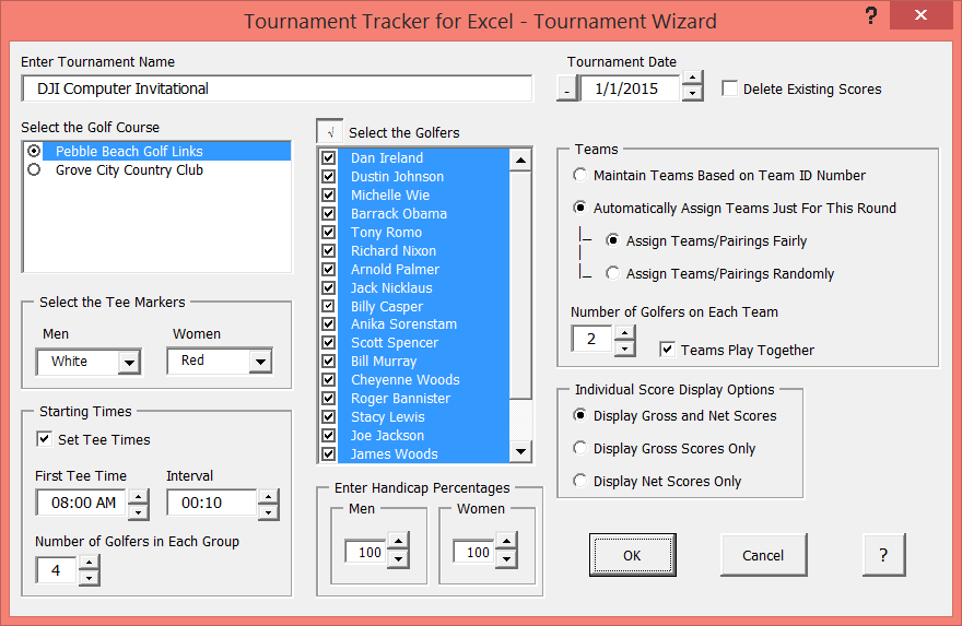 Tournament Tracker for Excel