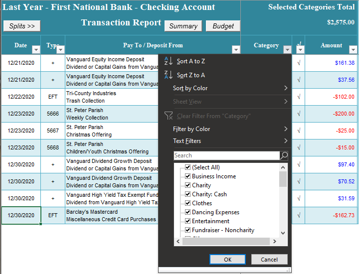 Report Auto-Filter