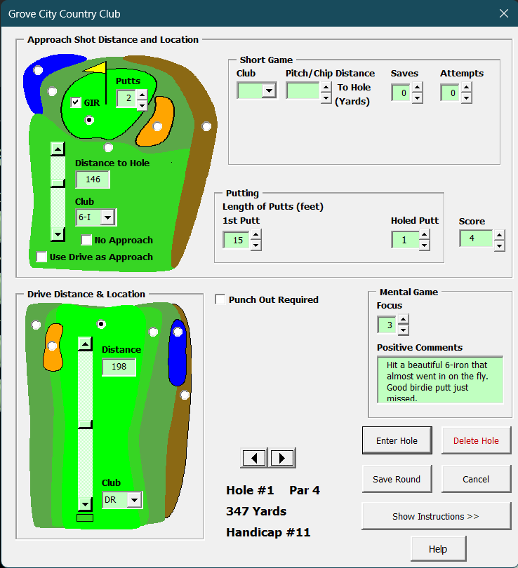 Hole Date Entry Form