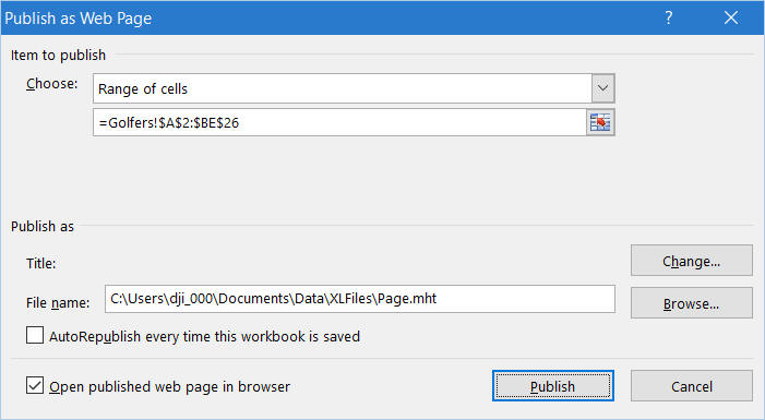 Publish Web Report