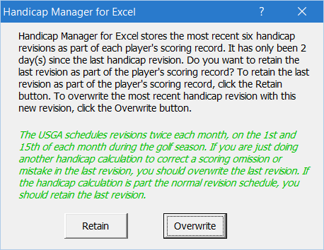 Retain Revision Option