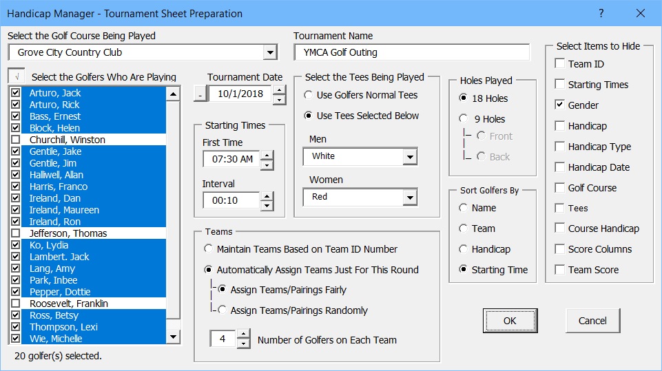 Tournament Setup