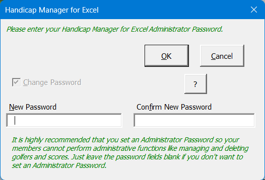 Administrator Password Creation