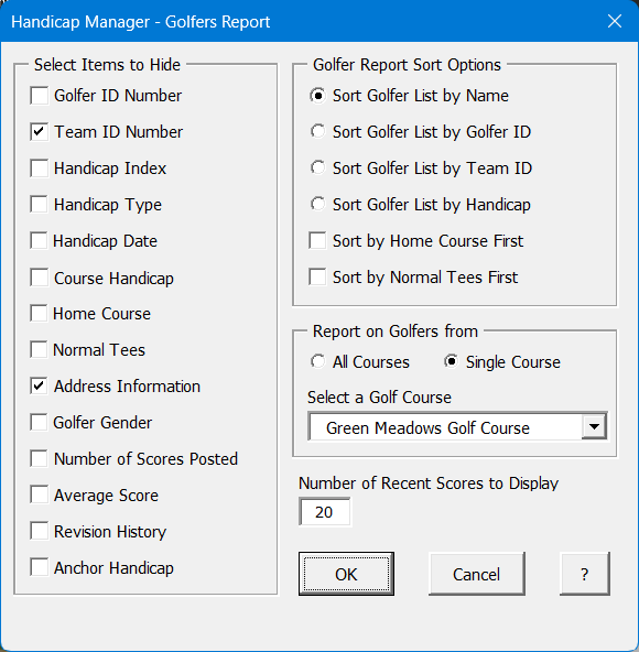 Golfers Report
