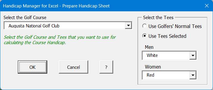 Prepare Handicap Sheet